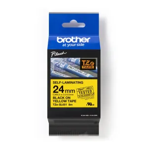 Brother TZ-SL651 / TZe-SL651 Pro Tape, 24mm x 8m, černý tisk / žlutý podklad, originální páska