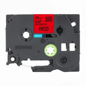 Kompatibilní páska s Brother TZ-FX435 / TZe-FX435, 12mm x 8m, flexi, bílý tisk / červený podklad