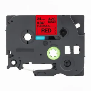 Kompatibilní páska s Brother TZ-FX451 / TZe-FX451, 24mm x 8m, flexi, černý tisk / červený podklad