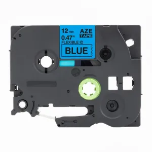 Kompatibilní páska s Brother TZ-FX531 / TZe-FX531,12mm x 8m, flexi, černý tisk / modrý podklad