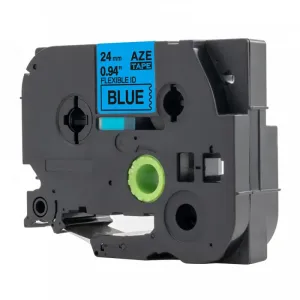 Kompatibilní páska s Brother TZ-FX551 / TZe-FX551, 24mm x 8m, flexi, černý tisk / modrý podklad
