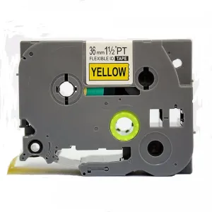 Kompatibilní páska s Brother TZ-FX661/TZe-FX661 36mm x 8m, flexi, černý tisk/žlutý podklad