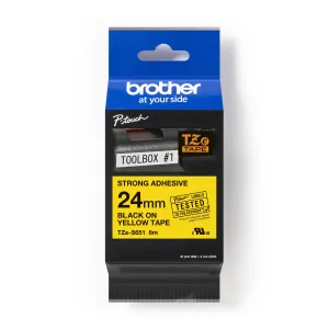 Brother TZ-S651 / TZe-S651 Pro Tape, 24mm x 8m, černý tisk/žlutý podklad, originální páska