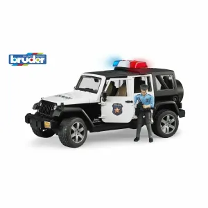 MIKRO TRADING - Bruder policie Jeep Wrangler 32cm volný chod na baterie se světlem,zvukem s policistou 4+
