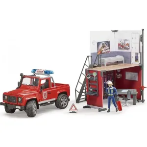 Bruder 62701 BWORLD Hasičská stanice & Land Rover a hasič