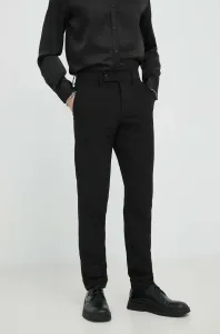 Kalhoty Bruuns Bazaar Karlsus Basic Pants pánské, černá barva, přiléhavé #4746320