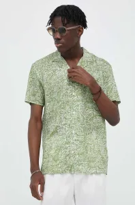 Košile Bruuns Bazaar Won Homer AOP pánská, zelená barva, regular