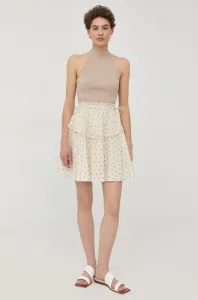Bavlněná sukně Bruuns Bazaar béžová barva, mini, áčková