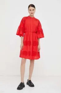 Bavlněné šaty Bruuns Bazaar červená barva, mini, oversize #5911531