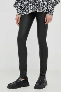 Kožené kalhoty Bruuns Bazaar Christa dámské, černá barva #6132865