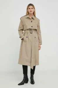 Trench kabát Bruuns Bazaar Campa Iva dámský, béžová barva, přechodný, dvouřadový #4306840