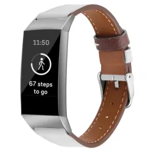 Fitbit Charge 3 / 4 Leather Italy (Large) řemínek, White (SFI006C07)