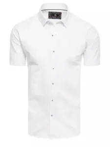 Buďchlap Módní bílá jednobarevná košile s krátkým rukávem #5823192