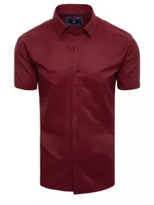 Buďchlap Módní bordó jednobarevná košile s krátkým rukávem #5823200