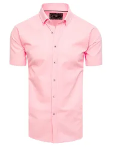 Buďchlap Módní růžová jednobarevná košile s krátkým rukávem #5823227