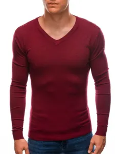 Buďchlap Pánský svetr s V-výstřihem v tmavě červené barvě E206 #5913887