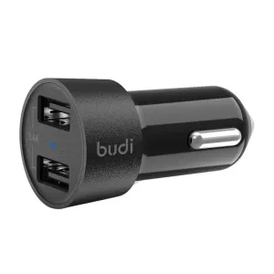 Budi LED nabíječka do auta, 2x USB, 3,4 A (černá)