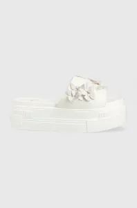 Pantofle Buffalo dámské, bílá barva, na platformě #2008074