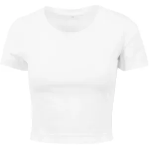 Build Your Brand Dámské crop top tričko s krátkým rukávem - Bílá | XXXXXL