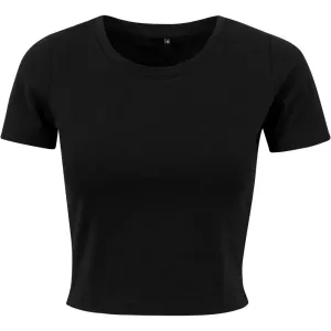 Build Your Brand Dámské crop top tričko s krátkým rukávem - Černá | L