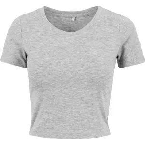 Build Your Brand Dámské crop top tričko s krátkým rukávem - Šedá | L #3798574