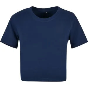 Build Your Brand Dámské crop top tričko s krátkým rukávem - Světlá námořní modrá | XS