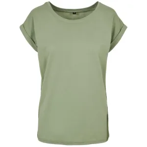 Build Your Brand Volné dámské tričko s ohrnutými rukávy - Jemně šalvějová | M