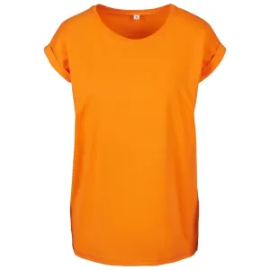 Build Your Brand Volné dámské tričko s ohrnutými rukávy - Oranžová | XXXXL