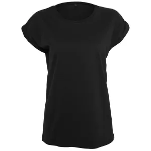 Build Your Brand Volné dámské tričko s ohrnutými rukávy - Vintage modrá | XXXL