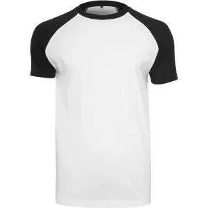 Build Your Brand Pánské dvoubarevné tričko s krátkým rukávem - Bílá / černá | S
