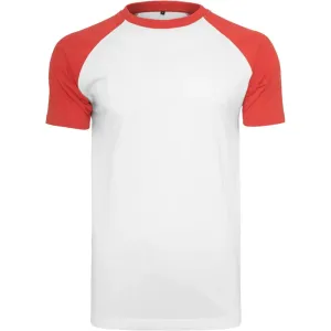 Build Your Brand Pánské dvoubarevné tričko s krátkým rukávem - Bílá / červená | L