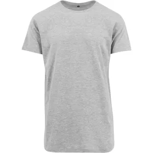 Build Your Brand Pánské tričko prodloužené délky - Šedý melír | S