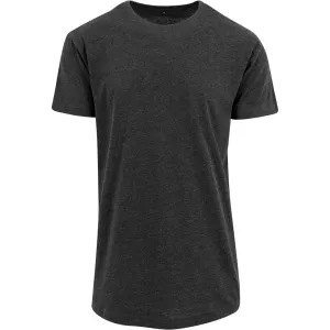 Build Your Brand Pánské tričko prodloužené délky - Tmavě šedý melír | XS