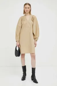 Bavlněné šaty By Malene Birger béžová barva, mini, oversize