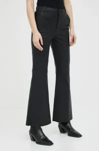 Kožené kalhoty By Malene Birger Evyn dámské, černá barva, zvony, high waist #5046317