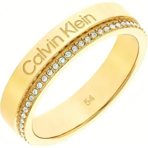 Calvin Klein Pozlacený prsten s krystaly Minimal Linear 35000201 56 mm #5341814