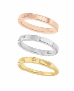 Calvin Klein Slušivý tricolor prsten 3 v 1 Soft Squares 35000458 52 mm #5341824