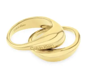 Calvin Klein Stylová souprava pozlacených prstenů Elongated Drops 35000448 52 mm #5352260