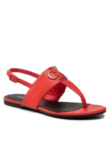 Kožené sandály Calvin Klein Jeans dámské, červená barva #1417814