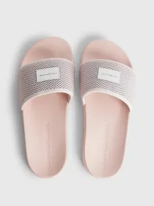 Pantofle Calvin Klein Jeans SLIDE BADGE WN dámské, růžová barva, YW0YW00997 #4658970