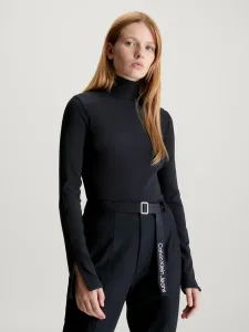 Tričko s dlouhým rukávem Calvin Klein Jeans černá barva, s golfem #5300487