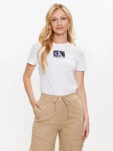 Calvin Klein dámské bílé tričko - XL (YAF) #4841610