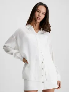 Košile Calvin Klein Jeans dámská, bílá barva, relaxed, s klasickým límcem #4603824
