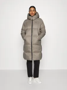 Calvin Klein dámský béžový kabát DOWN LONG PUFFER - L (A03)