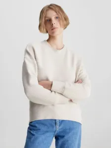 Calvin Klein dámská béžová mikina - S (ACI) #4818800