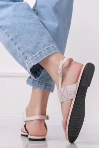 Smetanové nízké sandály Flat Sandal Toepost Webbing #4427135
