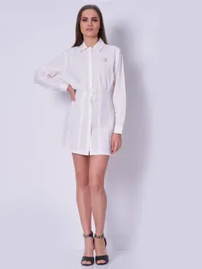 Calvin Klein dámské krémové košilové šaty - L (YBH)