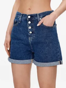 Džínové šortky Calvin Klein Jeans dámské, tmavomodrá barva, hladké, high waist #4621184