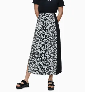 Calvin Klein dámská černobílá maxi sukně Floral - S (0GU)
