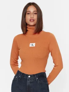 Svetr Calvin Klein Jeans dámský, oranžová barva, s golfem #5563590